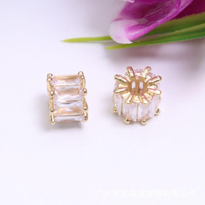 Copper-plated K gold color-retaining zircon double-layer Jinba spacer, large hole bead spacer, bucket bead wheel beaded bracelet accessories