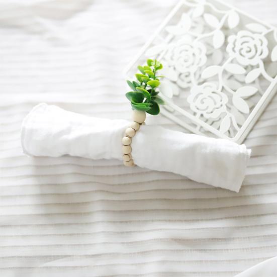 6 ks Sponky na ubrousky Falešný list Provázková dekorace Dřevěná korálka Boho