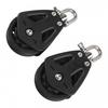 Set of 2 Heavy Pulley Blocks for Marine Use with Enhanced Bearing System