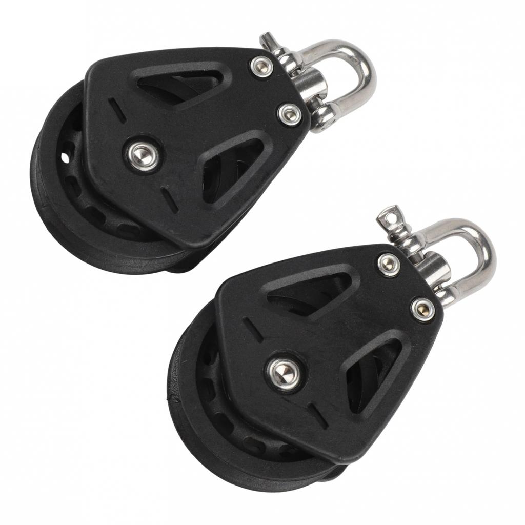 Set of 2 Heavy Pulley Blocks for Marine Use with Enhanced Bearing System
