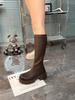 Small Man But Knee Boots Children 2025 Autumn and Winter Martin Boots Thick Soles Square Heel Round Head