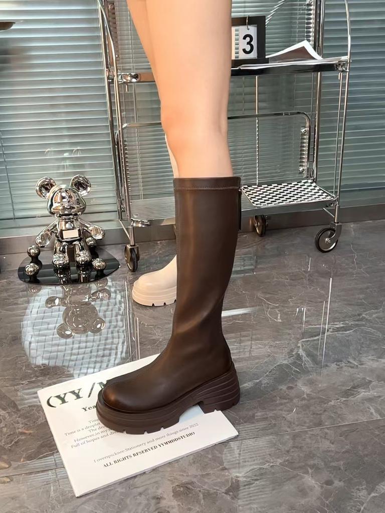 Small man but knee boots children 2025 autumn and winter Martin boots thick soles square heel round head
