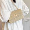 Straw Woven Chain Bag for Women In Spring and Summer New Pastoral Style Retro Square Bag Trendy Lock Buckle Braided Bag
