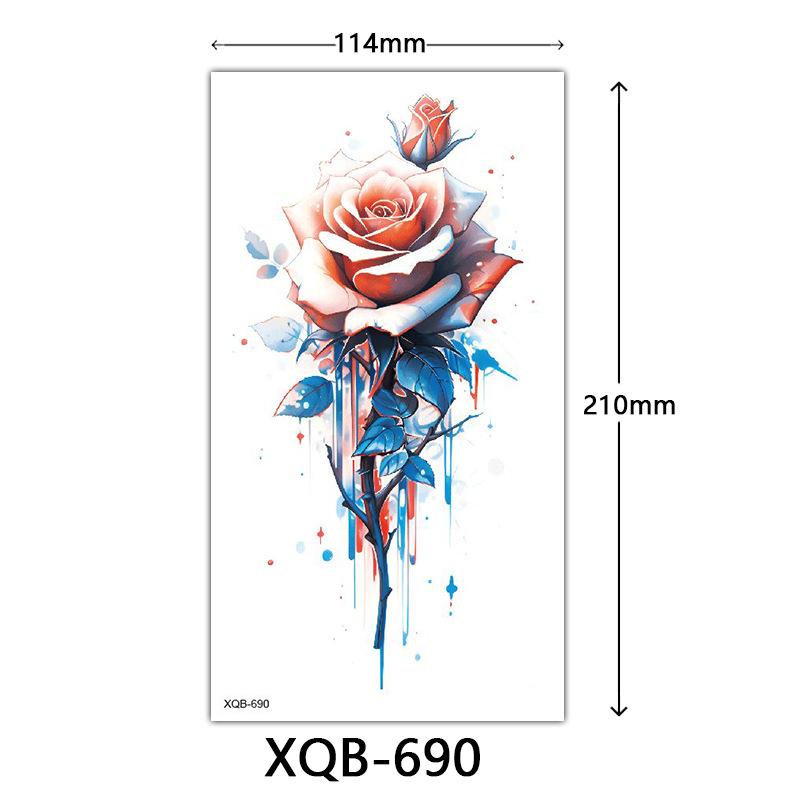 Small Full Arm Tattoo Sticker, Flower Letters, Plain Flower Tattoo Sticker Tattoo