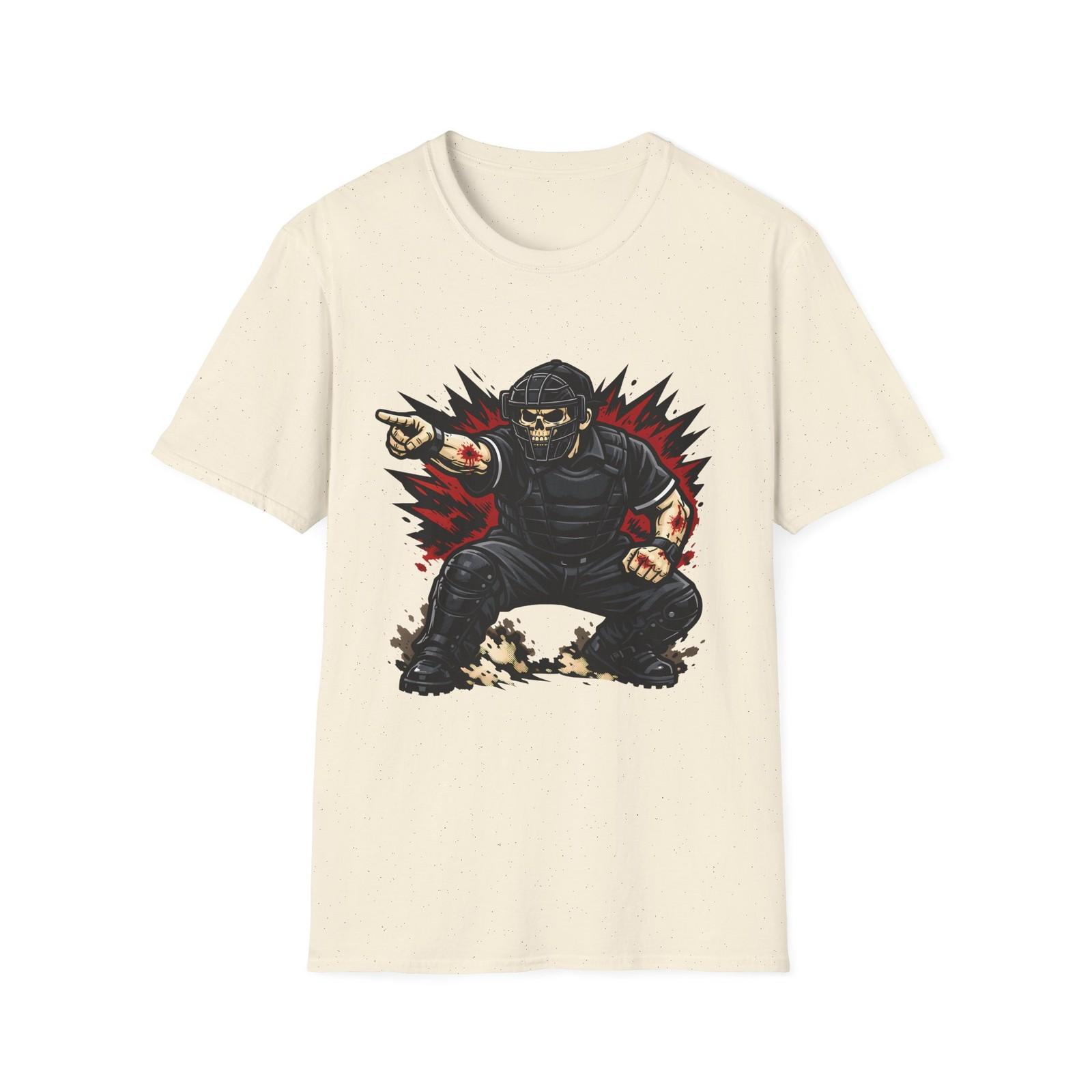 Skeleton Umpire Baseball Gothic Horror Sports Dark Unisex Softstyle T-Shirt S