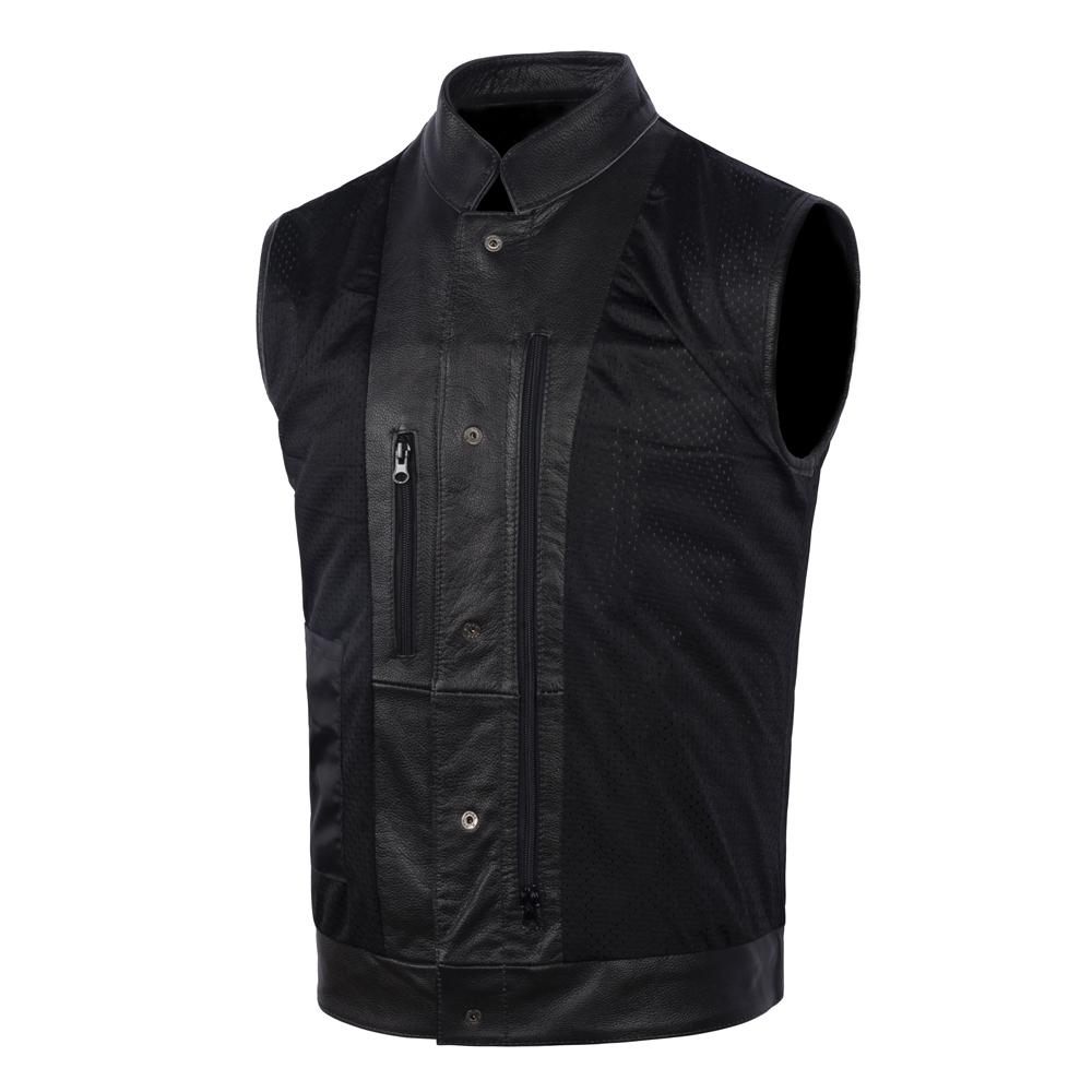 Classical Motorcycle Biker Real Cow Leather Vest Men Genuine Leather Vests