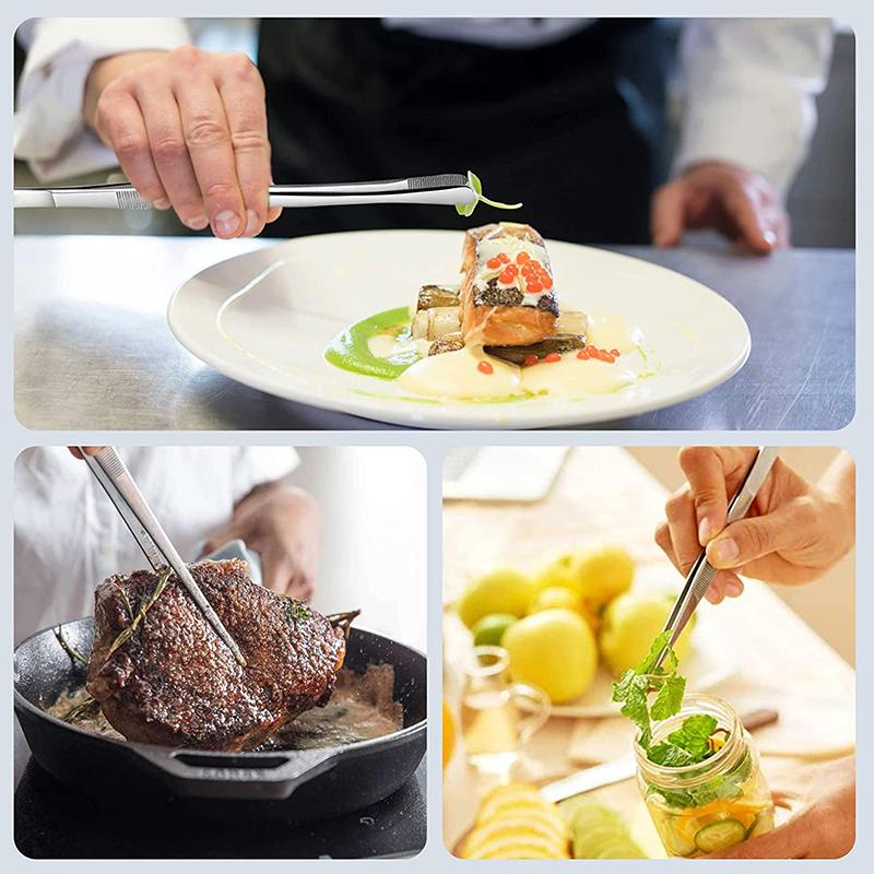 2 Peças Pinças de Cozinha para Cozinhar de 12 Polegadas, Pinças de Aço Inoxidável para Reparo de Beleza Alimentação de Animais de Estimação Churrasco Artesanato Estilização de Alimentos