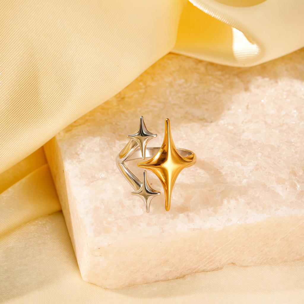 European & American Color Block Titanium Steel Ring - High-End, Colorfast, Stainless Steel Jewelry.