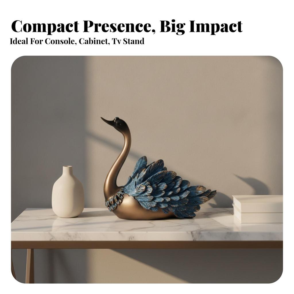Resin Swan Figurine Decorative Tabletop Ornament Beautiful for Bookshelf