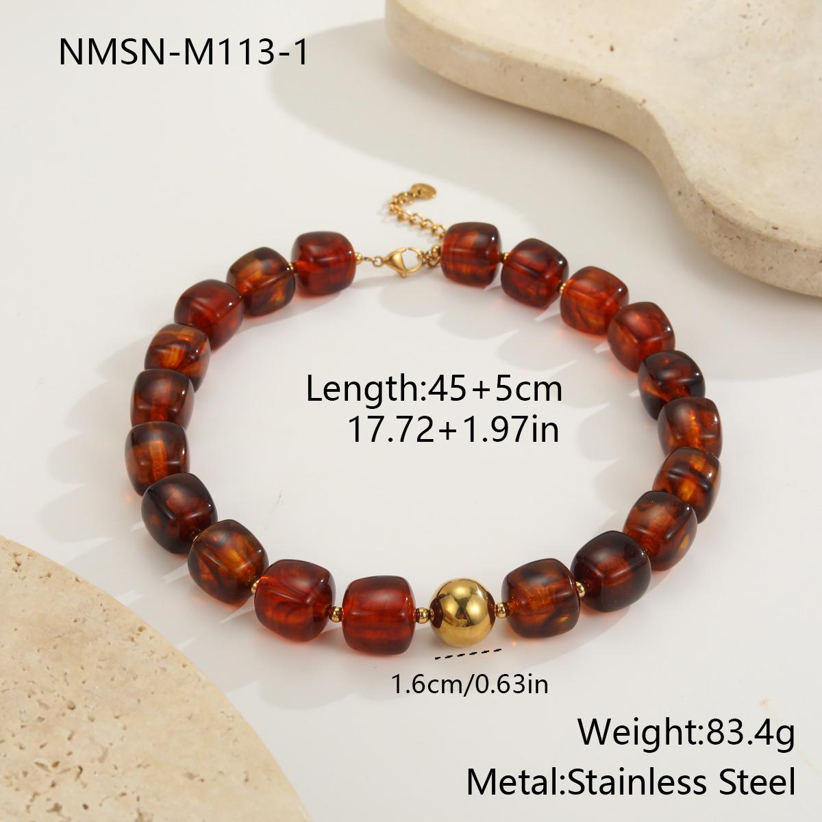 GEMCHIC Women s Stainless Steel Beaded Chunky Chain Necklace Fashion Statement Jewelry