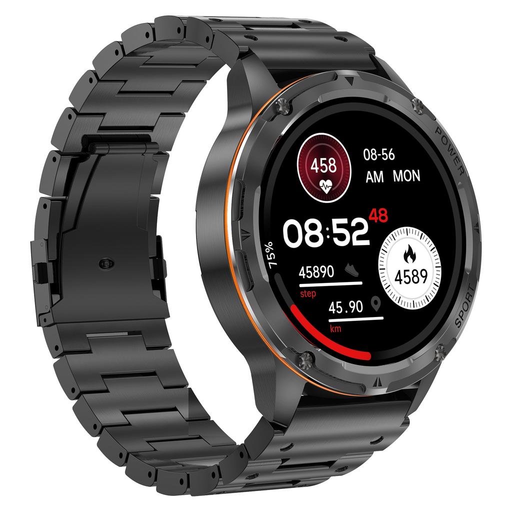 AK59 1.43-inch AMOLED Screen Sports Wristband Heart Rate Blood Oxygen Monitor Smart Watch,Steel Strap