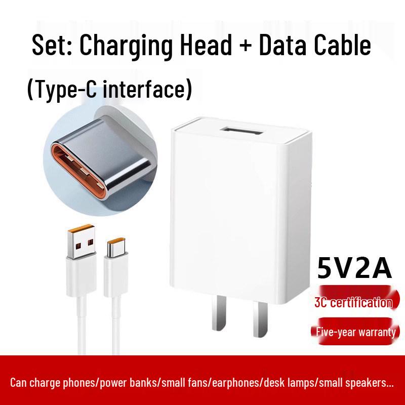 Universal Fast Charge 5V2A/5V1A USB Charger Head for Android & Type-C Devices
