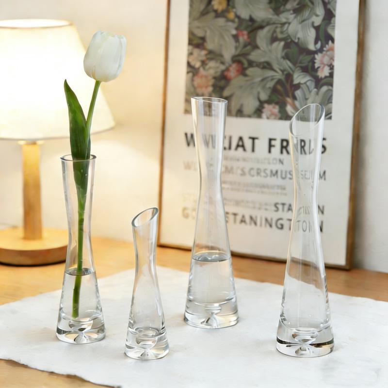 Eco Micro Landscape Hydroponic Glass Vase for Single Stem - Transparent, Creative, Simple Flower Arrangement Decor