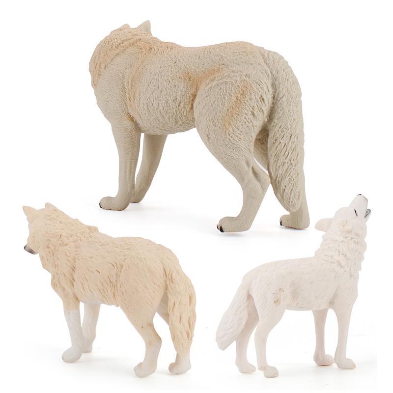 9-Piece Wildlife Park Simulation: Solid Male Wolf, Howling Wolf, White Wolf, and Wolf Cub Figurine Set