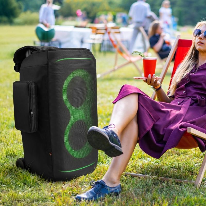 Speaker Protective Cover Dustproof Nylon Fabric Rolling Up Design With Zippered Closure Side Pockets for 520 Speaker