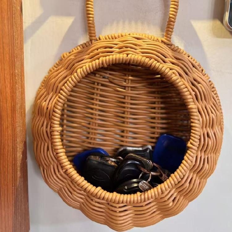 Handgeflochtener Rattan Blumenkübel Korb Wandbehang Für Garten Ranken Topf Pflanzenhalter Heimdekoration Wandpflanzer