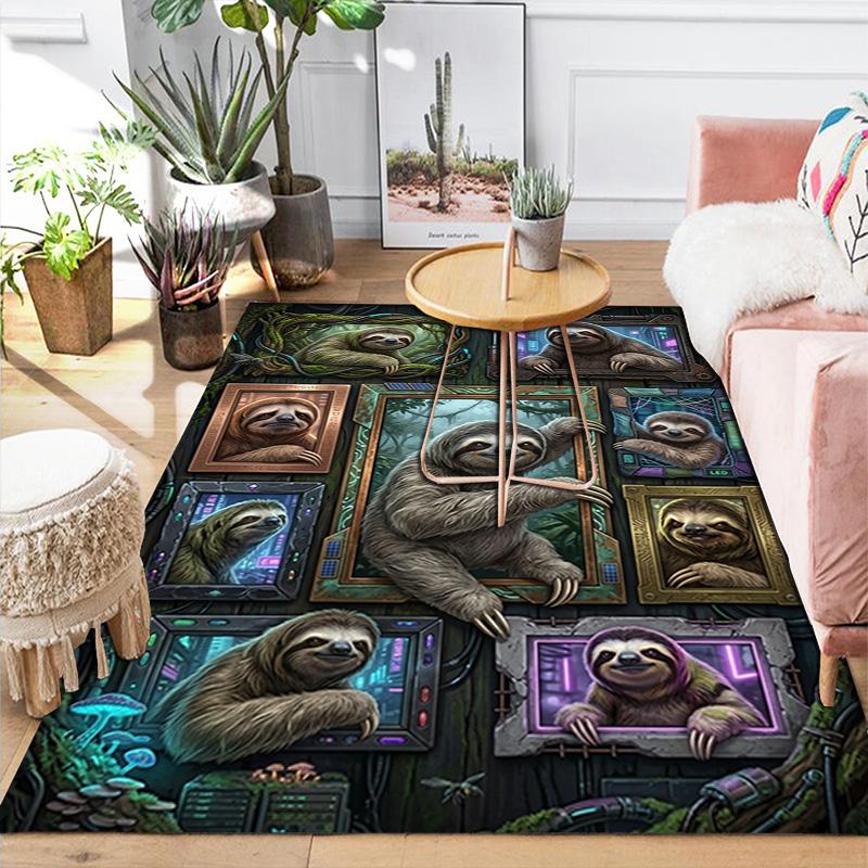 Sloth Frames Fantasy Pattern Rug Floor Mat for Living Room or Bedroom Soft and Comfortable Carpet a Gift for Birthday and Holiday.