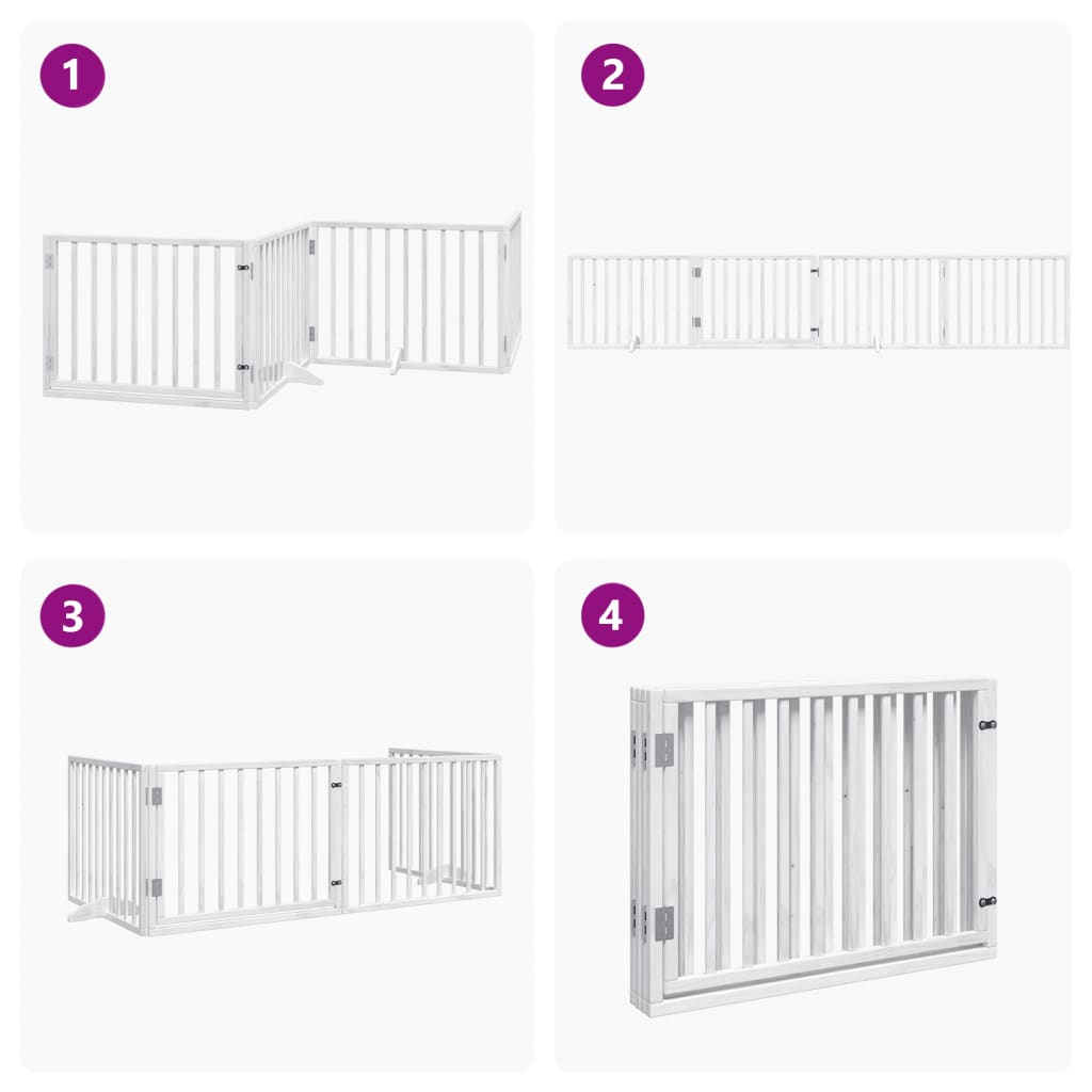Vidaxl Foldable Dog Gate, With Door, 4 Panels, White, 320 Cm
