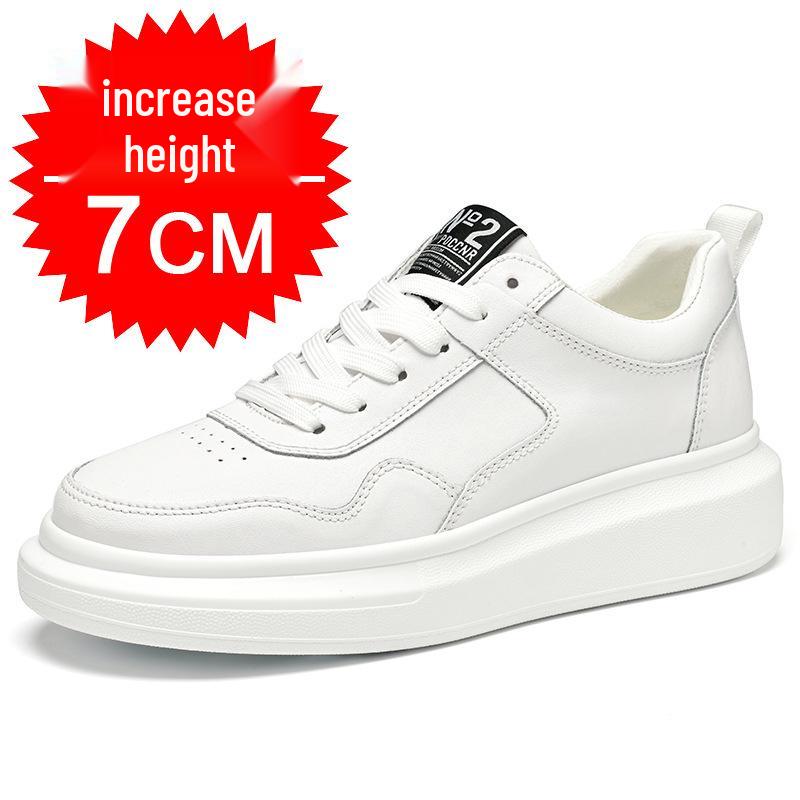 Men s 7CM Height-Increasing White Casual Sports Shoes with Thick Sole 39