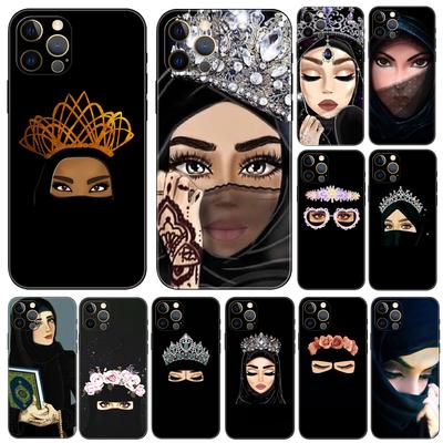 Θήκη τηλεφώνου Hijab Face Muslim Islamic για iphone 5 5s 2020se 6 6s 7 8 plus x 10 XR XS 11 12 13 mini pro MAX μαύρο tpu πίσω κάλυμμα