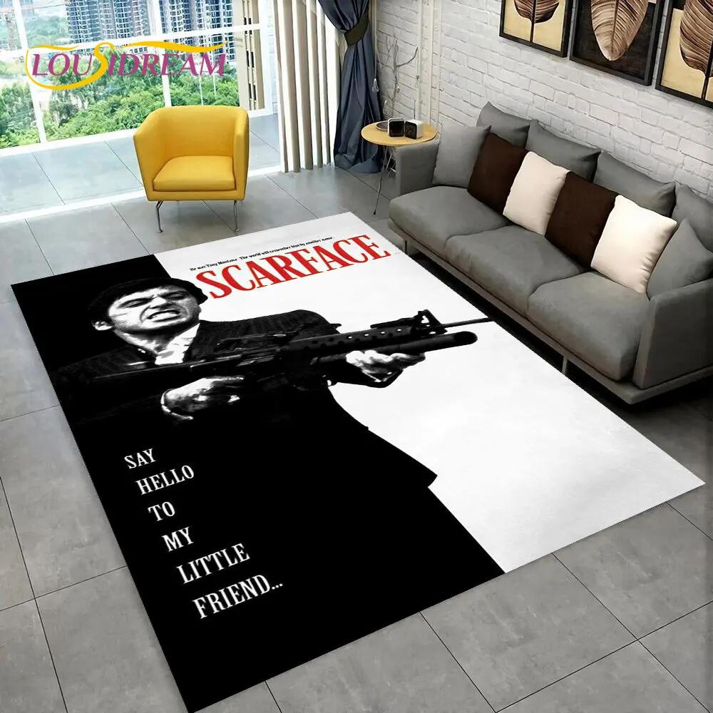 Film Scarface Tony 3D Baskılı Alan Halısı Büyük, Oturma Odası Yatak Odası Kanepe Giriş Halısı Dekorasyonu İçin Halı Kilim, Çocuk Oyun Kaymaz Zemin Matı