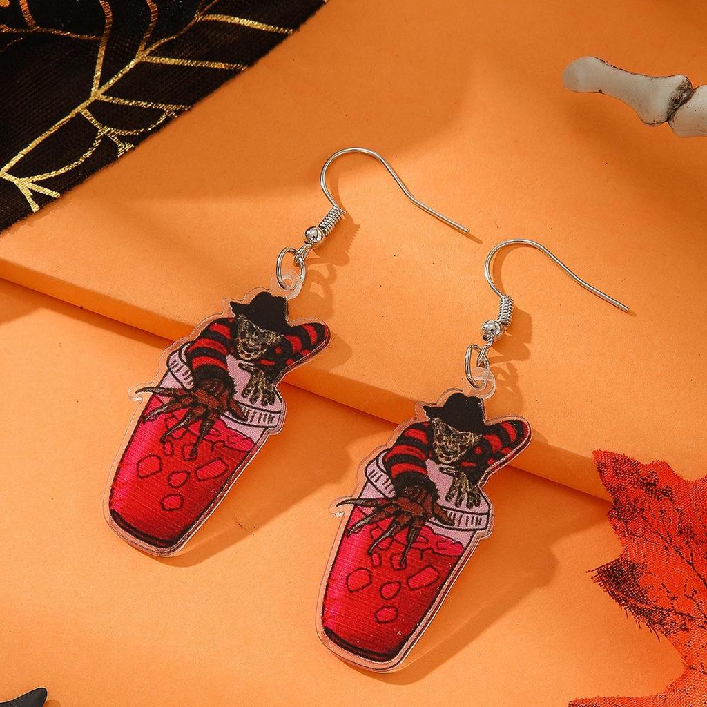 Halloween Witch Potion Bottle Acrylic Earrings - Unique and Fashionable Design