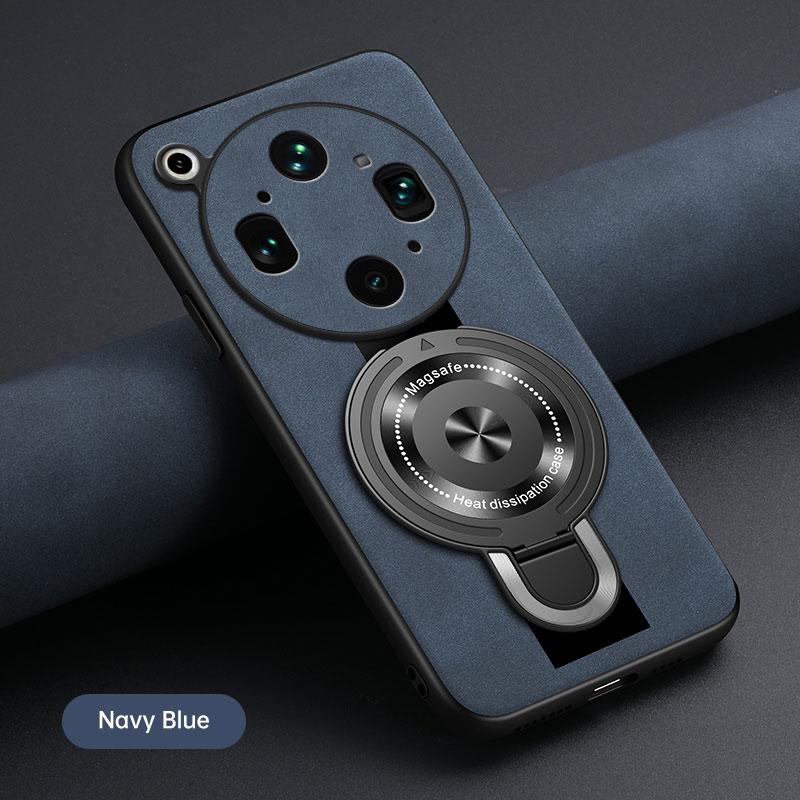 For OPPO Find X9 Ultra Wireless Charging Magnetic Ring Holder Phone Case For Find X9Ultra Soft Frame PU Leather Shockproof Cover