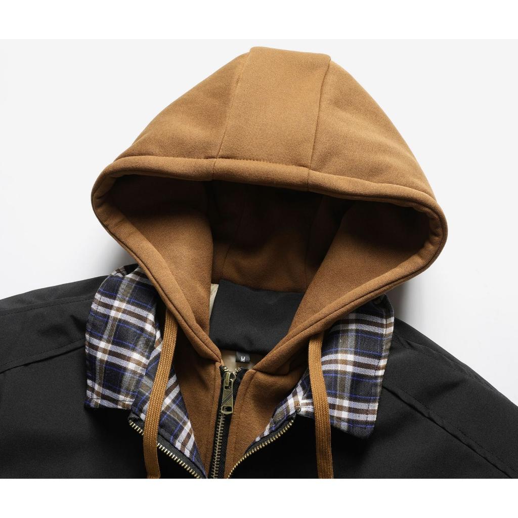 Pánská jarní a podzimní zimní bunda, kabát, prošívaná bavlna, koupelnové oblečení, klobouk, falešné dvě, oblečení pro mládež