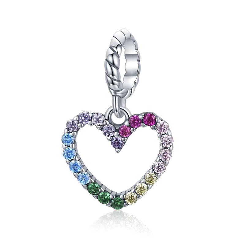 WOSTU Hot Sale 925 Sterling Silver Heart Charm Dangle Mum Beads Fit Original Charm Bracelet Bangle Jewelry Making DIY Gift