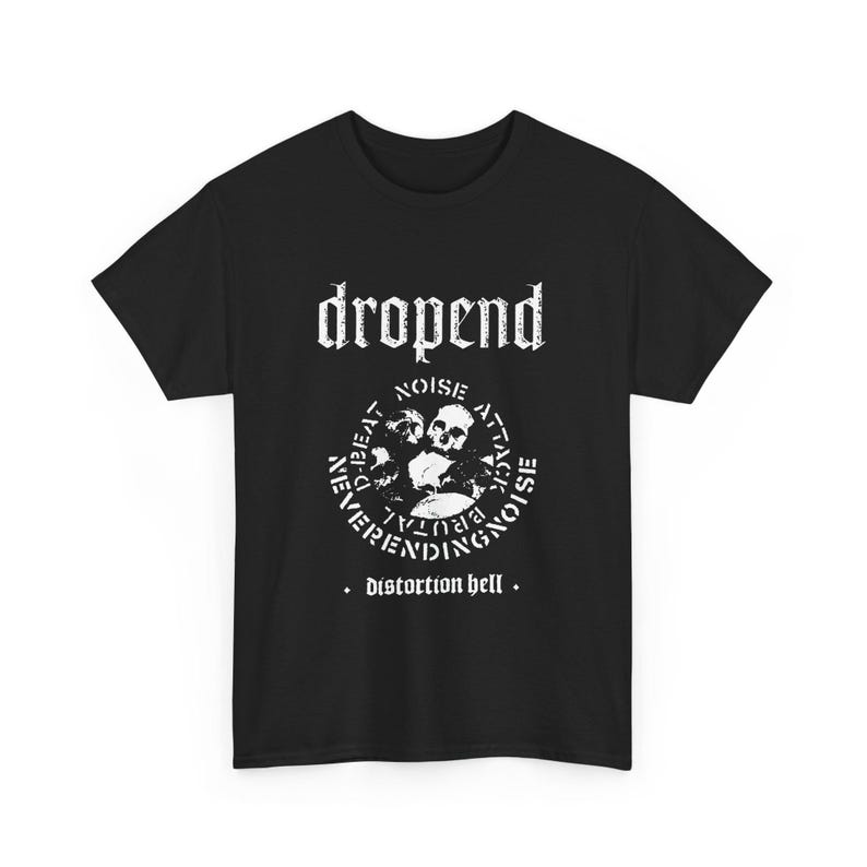 

230 Gsm 100% Cotton Dropend Tee Shirt Unisex Tee Distortion Hell Japanese Hardcore Punk 5 Colorways 3XL чорний