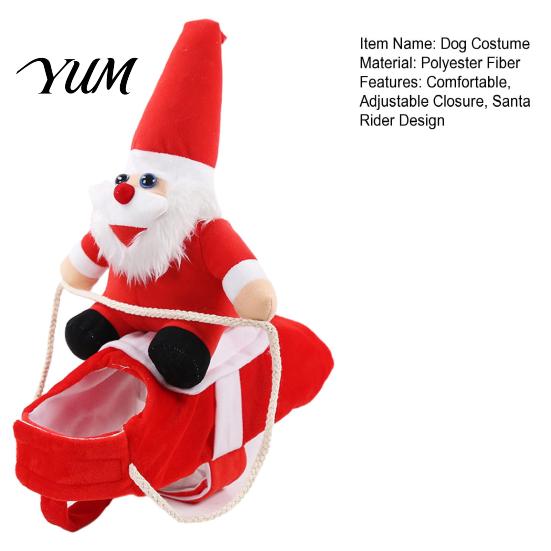 Cute Dog Santa Suit Rider Costume, Christmas Outfit, Adjustable Closure, Funny Festival Pet Outfit Apparel for Small To Medium Dogs, Holiday