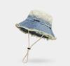 Damen Vintage Gewaschener Denim Fischerhut - Modische Fischerkappe mit Quastenrand für Frühling/Herbst 2025 Neu Outdoor Freizeit Retro