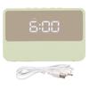 Mirrored Digital Alarm Clock Two Power Supply Methods Silence LED Digital Clock with Night Mode for Home Green