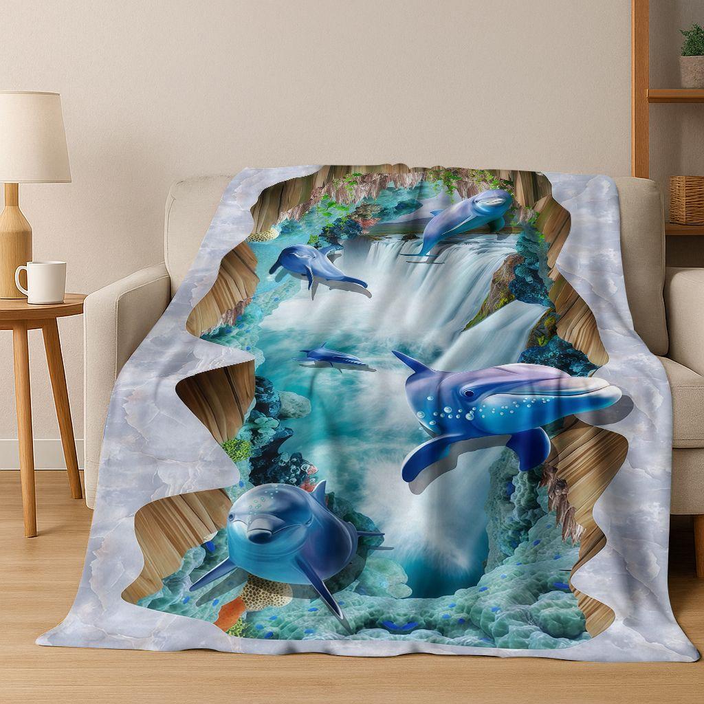 3D Illusion Breaking Wall Dinosaur Animal Series Flannel Blanket,Cozy Soft Throw Blanket for Home Bedroom Bed Sofa Cover Kids