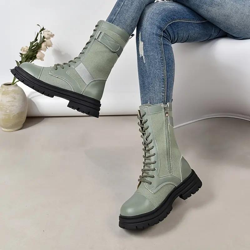 Módní Aphixta Retro Šněrovací Dámské Kozačky Boční Zip Moderní Kozačky Dámské Kozačky Modré 4CM Čtvercový Podpatek Dámská Obuv Boty botas mujer botines