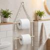 Double-layer Wooden Towel Holder Hand-woven Toilet Paper Holder Tissue Paper Racks  Bathroom