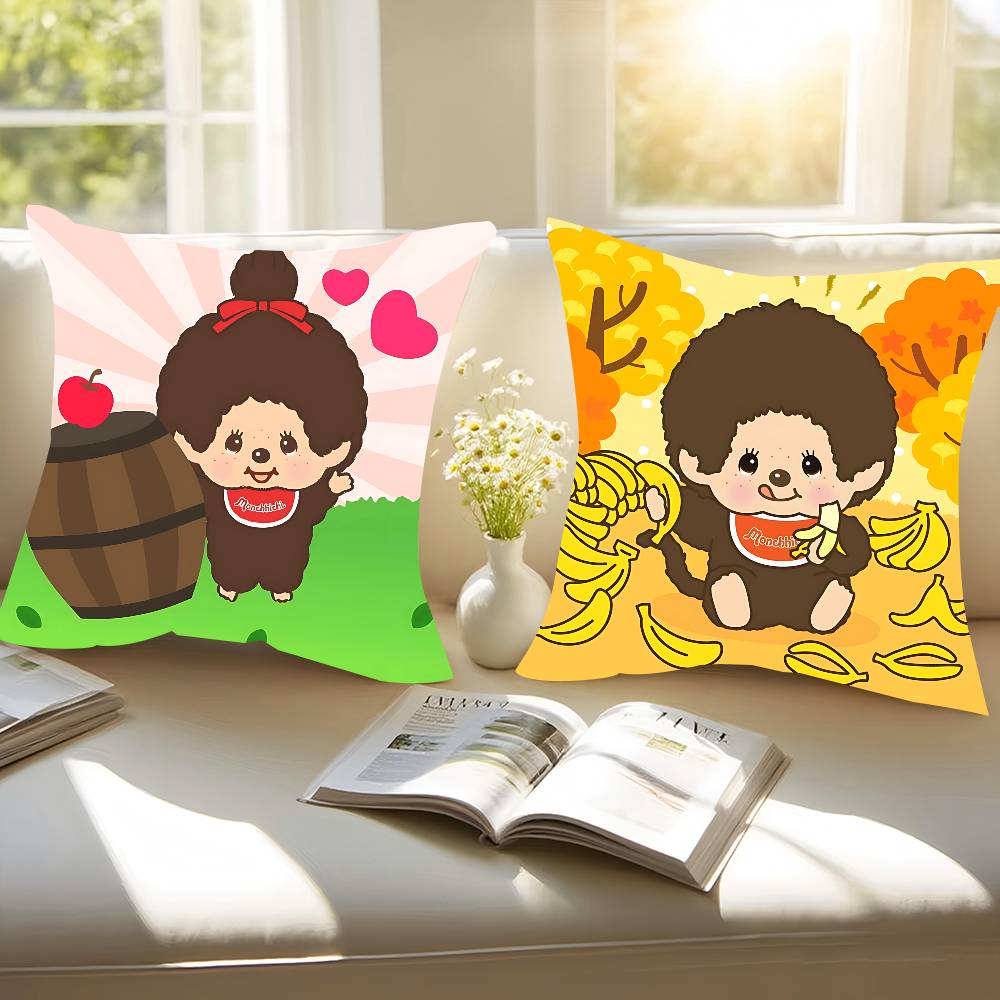 Cartoon M-MonchhichiS Pillow Case Removable Washable Cushion Cover – All-Season Soft Linen