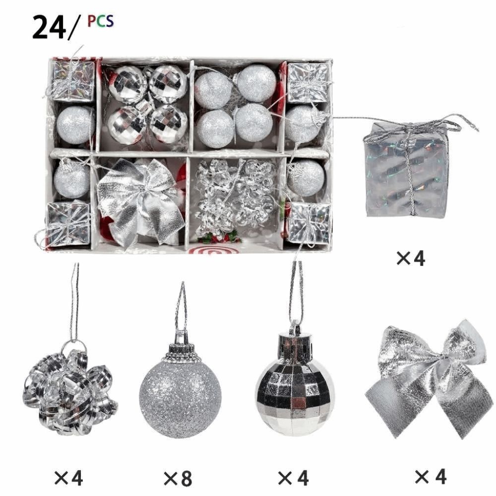 Glitter Christmas Ball Ornament Set Plastic Christmas Hanging Ornaments Home Decoration