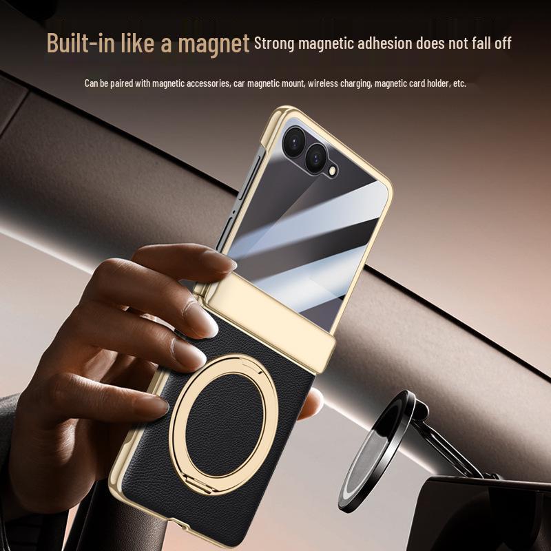 Étui Pliable Samsung ZFlip7 avec Support Anneau Rotatif, Anti-Chute & Protection Magnétique