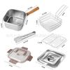 Stainless Steel Square Fryer Household Milk Pot Noodle Pot Outdoor Portable Tempura Fryer Preservation Box FryerMulti-functional
