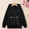 Girls Black Cat Graphic Hoodie Cute Cartoon Animal Print Kids Long Sleeve Pullover Sweatshirt Kawaii Casual Hooded Top Autumn
