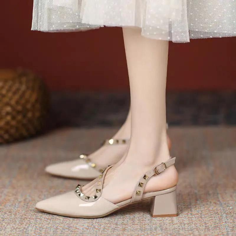  women fashion sweet light weight apricot square heel rivet pumps lady sexy party night club elegant heel shoes ab526