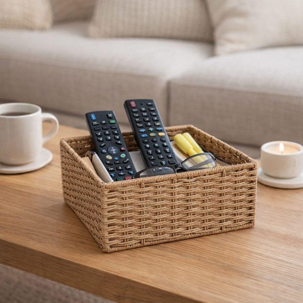 New Large Capacity Woven Storage Basket Handmade Reusable Snack Sundries Organizer Clothing Storage Basket