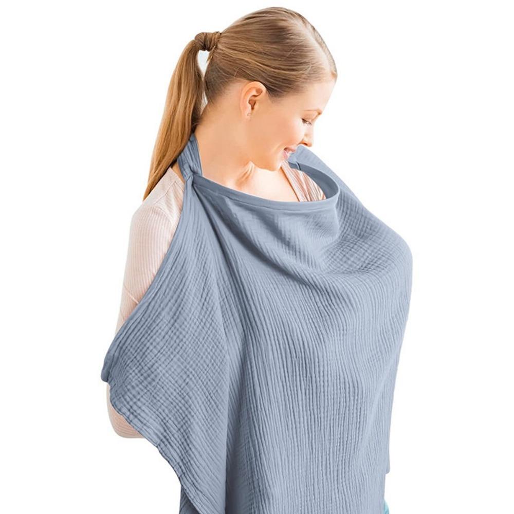 Breathable Cotton Breastfeeding Towel Adjustable Strap Nursing Cloak Breastfeeding Shawl With Pockets Solid Color