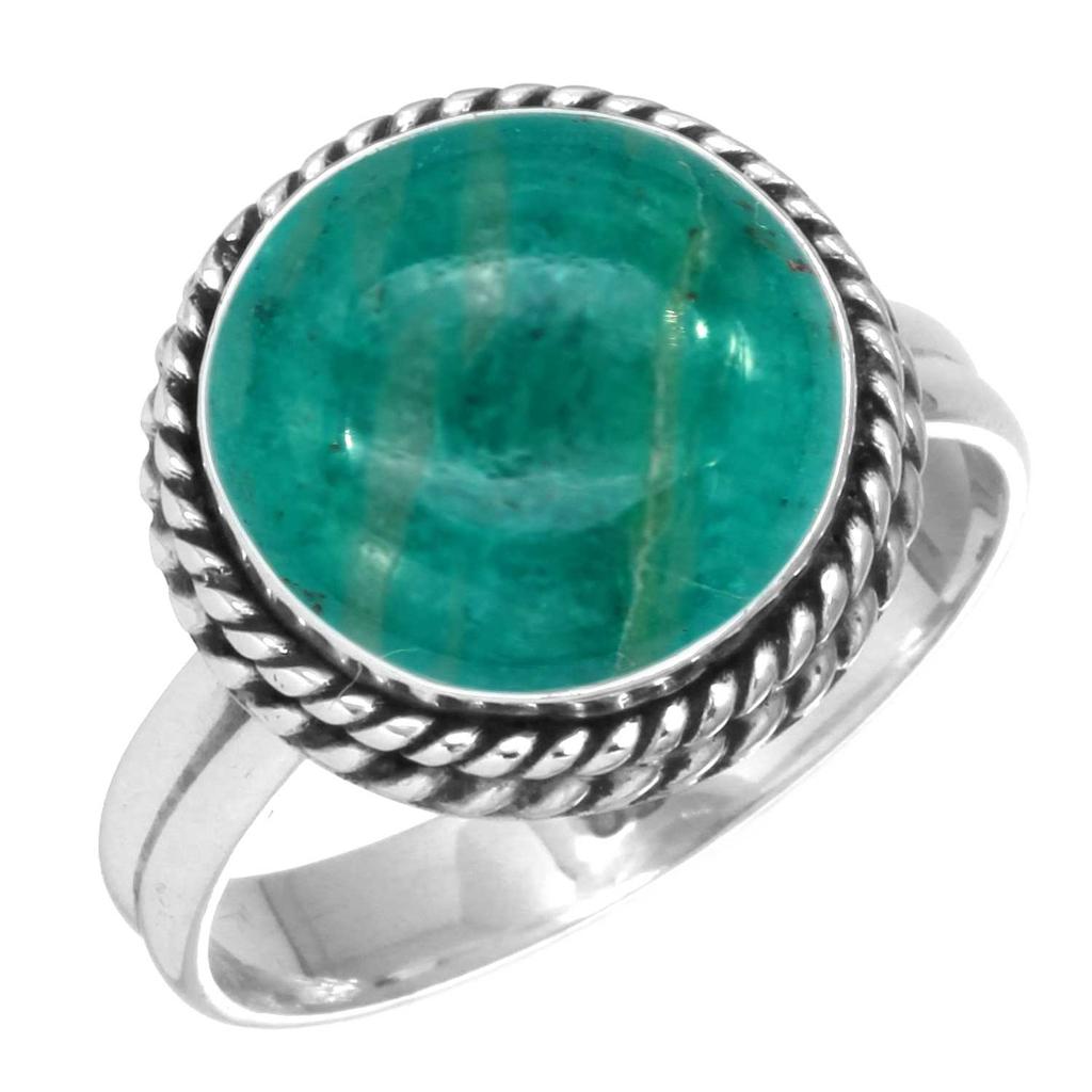 925 Sterling Silver Ring Women Gemstone Handmade Jewelry Wedding Gift Amazonite Angelite Blue Opal Botswana Agate Mohave Azurite Chrysocolla Fashion