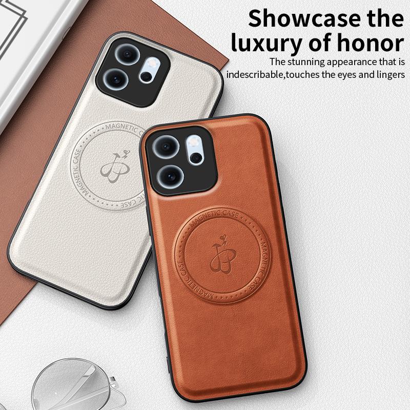 Wireless Charging Magnetic Case for OPPO Reno 14F Reno14 F 5G Protective Cover PU Leather Hard Back Shell Coque Funda