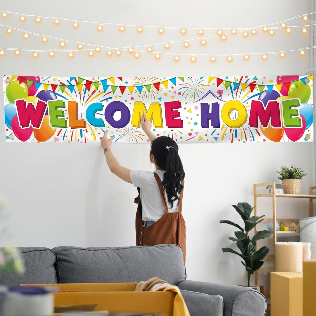 Welcome Home Banner - Welcome Back Decorations - 6 X 1.3ft - We Missed You Banner (White)