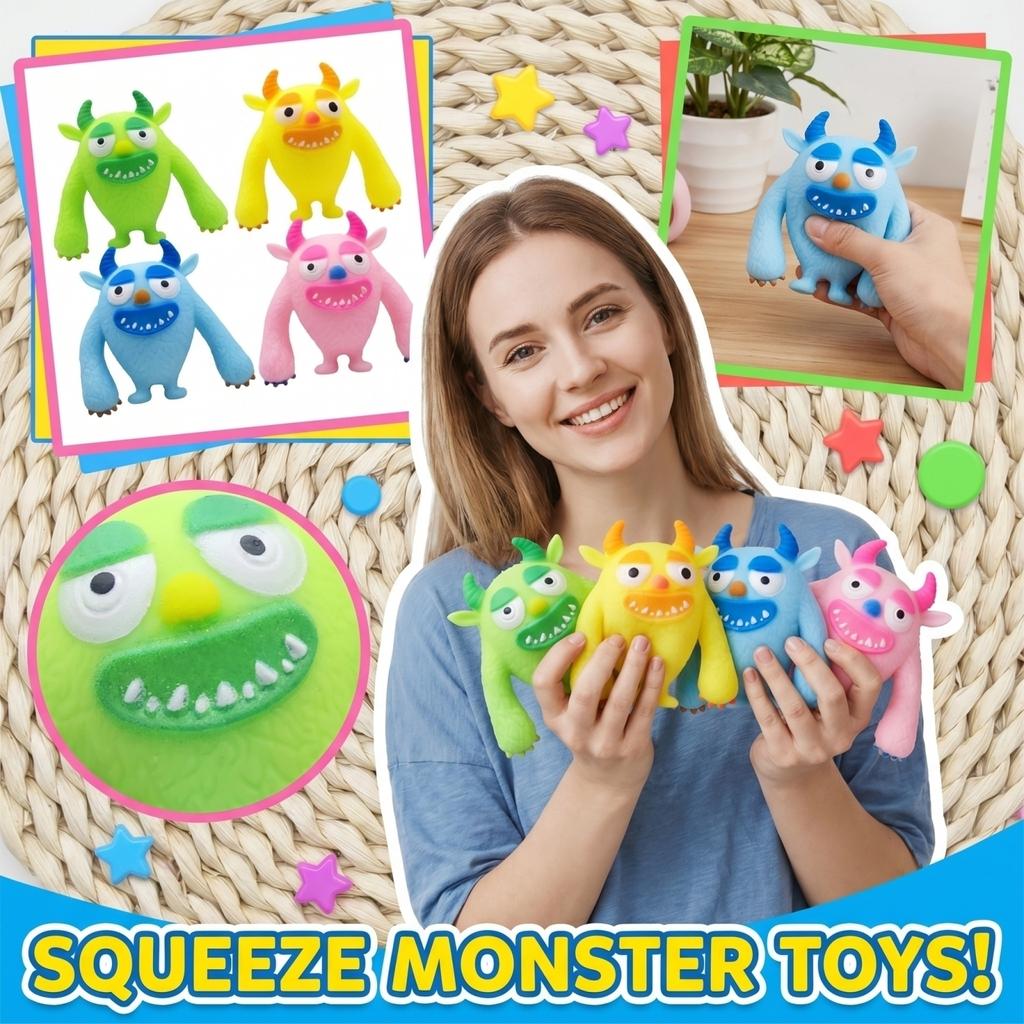 Squishy Monster Stress Relief Toy Soft Squeeze Sensory Figure Durable Flexible Material Fun Shape for Kids and Adults