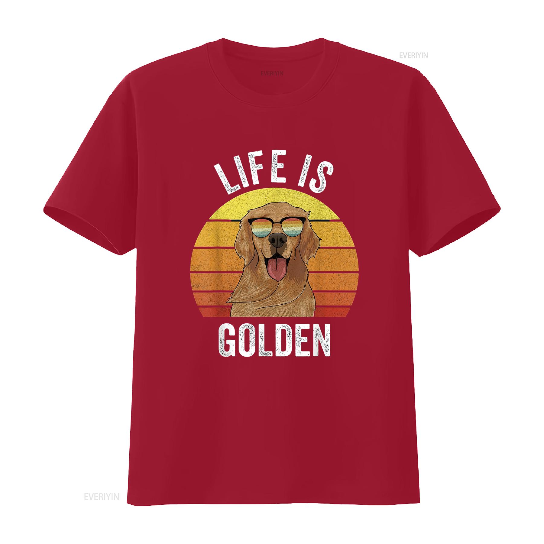 

Retro Life Is Golden T Shirt Retriever s Funny Dog vintage Washed Slightly Comfortable streetwear Stylish designer clothes S