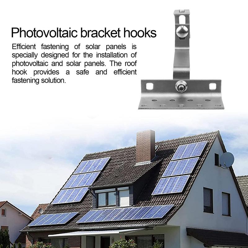 Solar Panel Accessories Photovoltaic 180 Degrees Adjustable Mounting Hook All Purpose Stainless Steel Solar Panel Rails Fixing